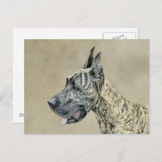Carte Postale Grande Danse (Brindle) Peinture - Art Chien origin (Devant / Derrière)