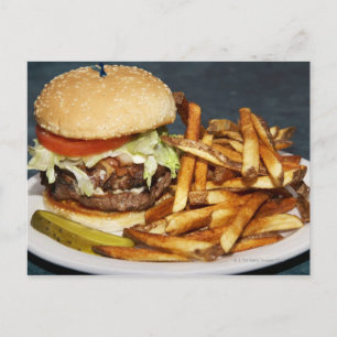 Carte Postale grande double demi-livre burger frites et cola