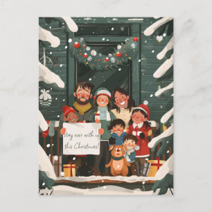 Carte Postale Grande famille à Noël