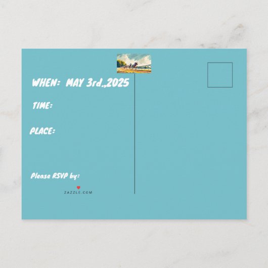 CARTE POSTALE GRANDE INVITATION DE COURSE "D" (Dos)