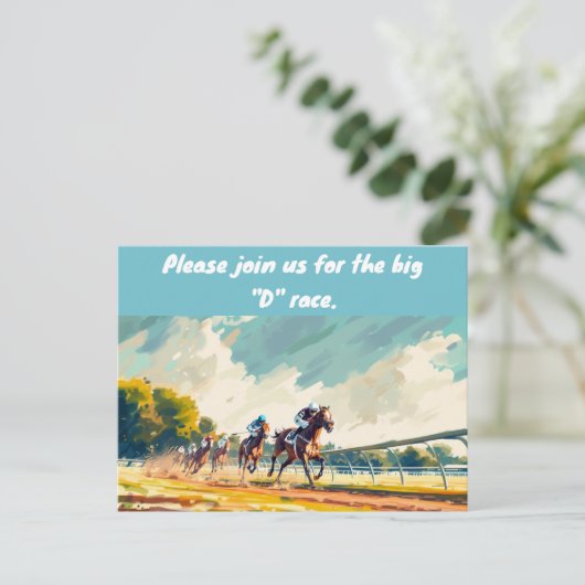 CARTE POSTALE GRANDE INVITATION DE COURSE "D" (Debout devant)