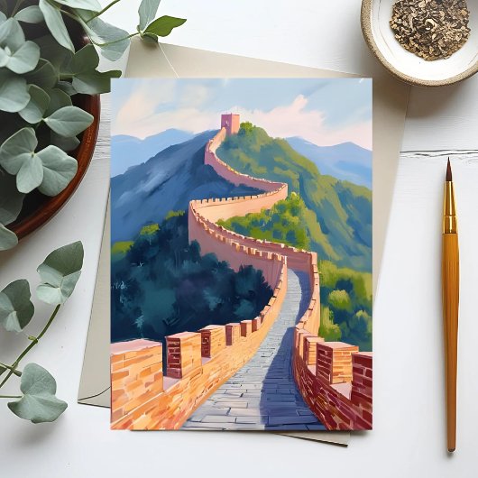 Carte Postale Grande Muraille de Chine peinture