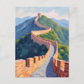 Carte Postale Grande Muraille de Chine peinture (Devant)
