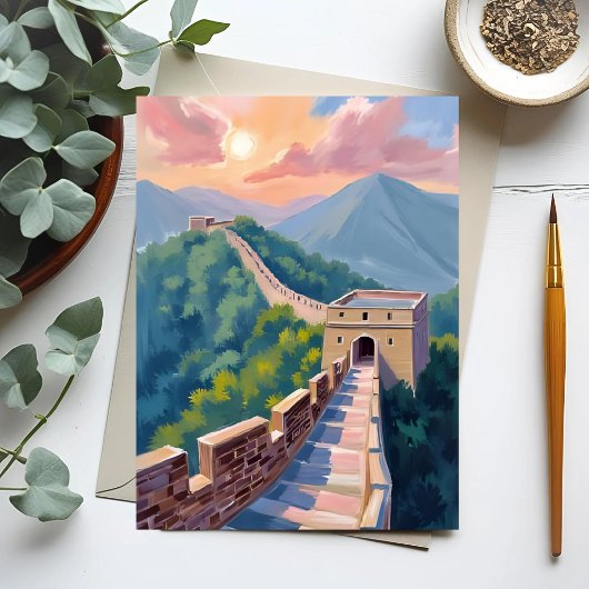 Carte Postale Grande Muraille de Chine | Peinture de voyage