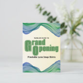 Carte Postale Grande ouverture Bleu Vert Bordure Aquarelle Vague (Debout devant)