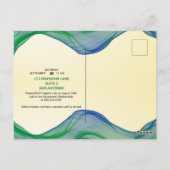Carte Postale Grande ouverture Bleu Vert Bordure Aquarelle Vague (Dos)