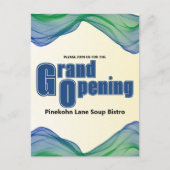 Carte Postale Grande ouverture Bleu Vert Bordure Aquarelle Vague (Devant)