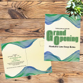 Carte Postale Grande ouverture Bleu Vert Bordure Aquarelle Vague