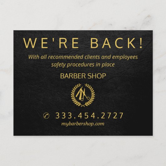 Carte Postale Grande réouverture covid-19 barbier salon faire-pa (Devant)