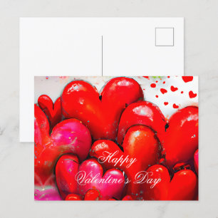 Carte Postale Grande Saint Valentin aux coeurs rouges
