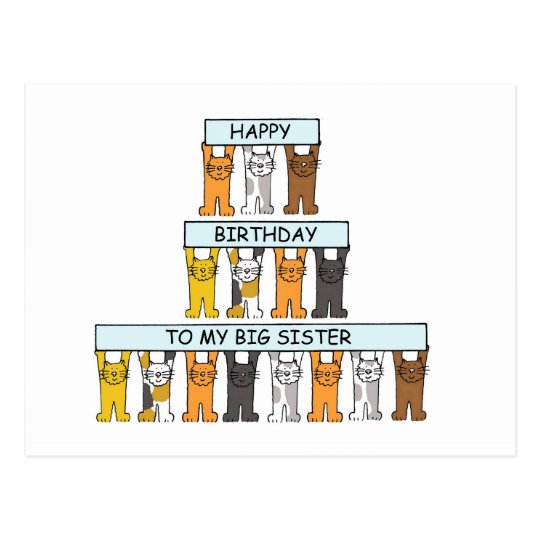 Carte Postale Grande Soeur De Joyeux Anniversaire Chats De Zazzle Be