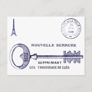 Carte Postale Grande touche design avec tour Eiffel et cachet
