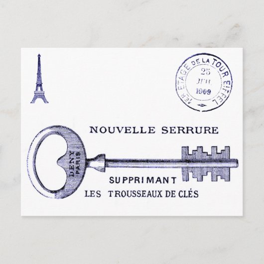 Carte Postale Grande touche design avec tour Eiffel et cachet (Devant)
