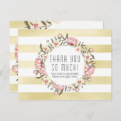 Carte Postale Grandes dorées modernes et Merci Rose rose (Devant / Derrière)