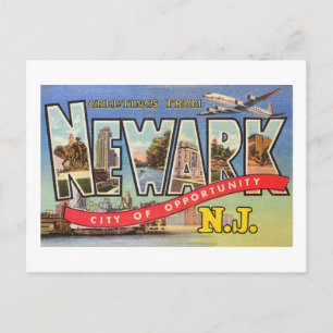 Carte Postale Grandes Lettre de voeux, Newark, NJ Vintage
