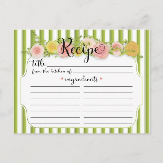 Carte Postale Grandes vertes Classy avec Recette Rose (Devant)