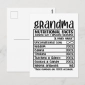 Carte Postale Grandma - Faits nutritionnels (Devant / Derrière)