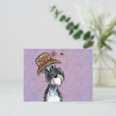 Carte Postale Grandma Schnauzer Flower Casquette Off-Leash Art™ (Debout devant)