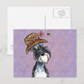 Carte Postale Grandma Schnauzer Flower Casquette Off-Leash Art™ (Devant / Derrière)