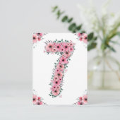 Carte Postale Grands 7 Ans Fleurs Roses Fille Feuillage Vert (Debout devant)