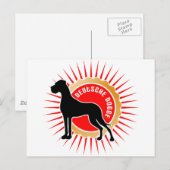 Carte Postale Grands Danois en noir, rouge, or (Devant / Derrière)