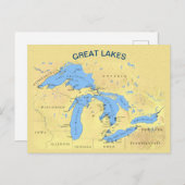 Carte Postale Grands Lacs d'Amérique du Nord (Devant / Derrière)
