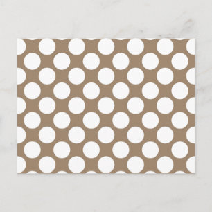 Carte Postale Grands points rétro - blanc et taupe