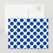 Carte Postale Grands points rétro - bleu cobalt et blanc (Devant / Derrière)