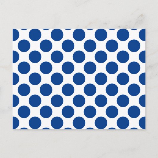 Carte Postale Grands points rétro - bleu cobalt et blanc (Devant)