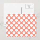 Carte Postale Grands points rétro - corail rose et blanc (Devant / Derrière)