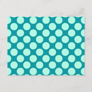 Carte Postale Grands points rétro - turquoise et aqua