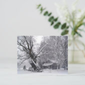 Carte Postale Grange Ancienne & Chêne dans une photo de neige hi (Debout devant)