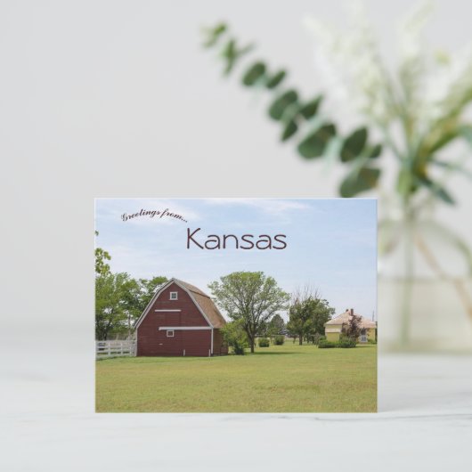 Carte Postale Grange dans le Kansas rural (Debout devant)