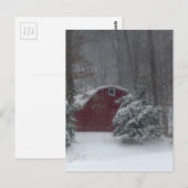 Carte Postale Grange rouge dans la neige (Devant / Derrière)