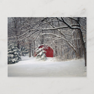 Carte Postale Grange rouge dans la neige 2011