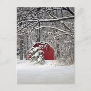 Carte Postale Grange rouge dans la neige 2011