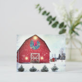 Carte Postale Grange rouge de Noël (Debout devant)