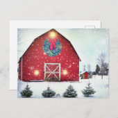 Carte Postale Grange rouge de Noël (Devant / Derrière)