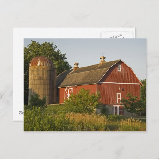 Carte Postale Grange rouge et Silo (Devant / Derrière)