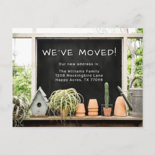 Carte Postale Grange Rustique Abri de Jardin Nous Avons Déménagé (Devant)