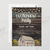 Carte Postale Grange Rustique Fleurs de Soleil Bois Lumières Fêt (Devant / Derrière)