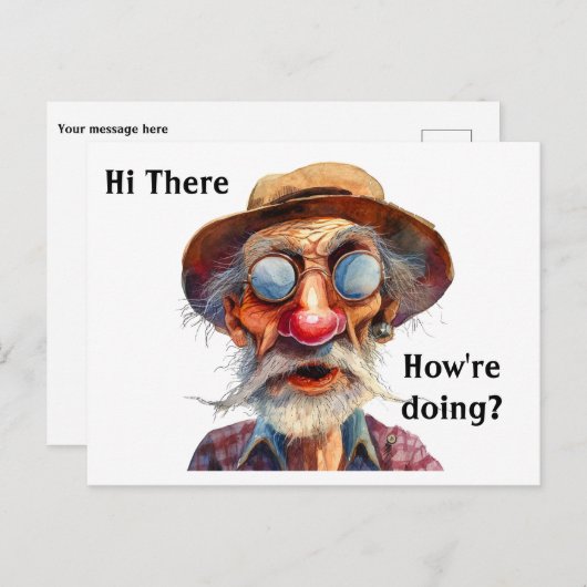 Carte Postale Granpa dit Salut et demande comment ça va ? Modifi (Devant / Derrière)