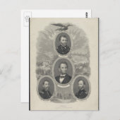 Carte Postale Grant, Lincoln, Sheridan, Sherman (Devant / Derrière)