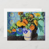 Carte Postale Grant Wood - Calendulas, peinture florale, (Devant / Derrière)