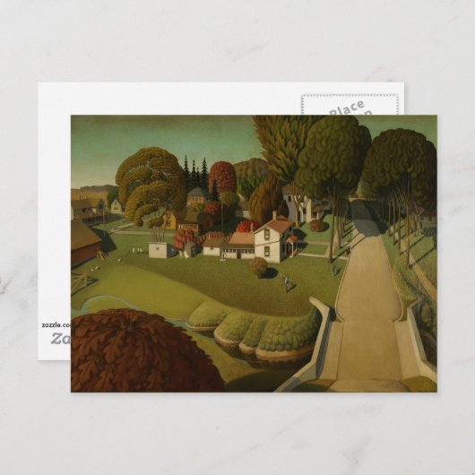 Carte Postale Grant Wood - Le lieu de naissance d'Herbert Hoover (Devant / Derrière)