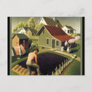 Carte Postale Grant Wood - Printemps en ville