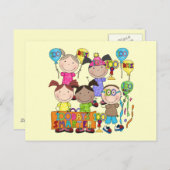 Carte Postale Graphique à bâtons Enfants 100 Jours plus intellig (Devant / Derrière)