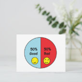 Carte Postale Graphique à secteurs 50 % bon et 50 % mauvais (Debout devant)