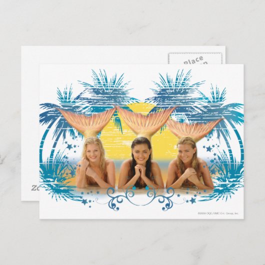 Carte Postale Graphique Arbre de palmiers bleus du groupe (Devant / Derrière)
