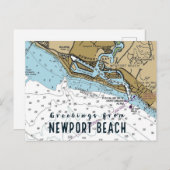 Carte Postale Graphique CA de Newport Beach (Devant / Derrière)